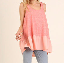 Coral Ruffle Tank
