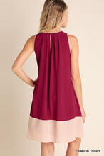 Two Tone Sleeveless Dress with Trim Detail