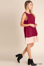 Two Tone Sleeveless Dress with Trim Detail