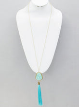Mint Druzy Tassel Necklace