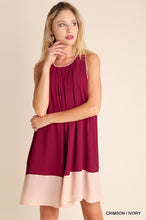 Two Tone Sleeveless Dress with Trim Detail