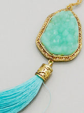 Mint Druzy Tassel Necklace